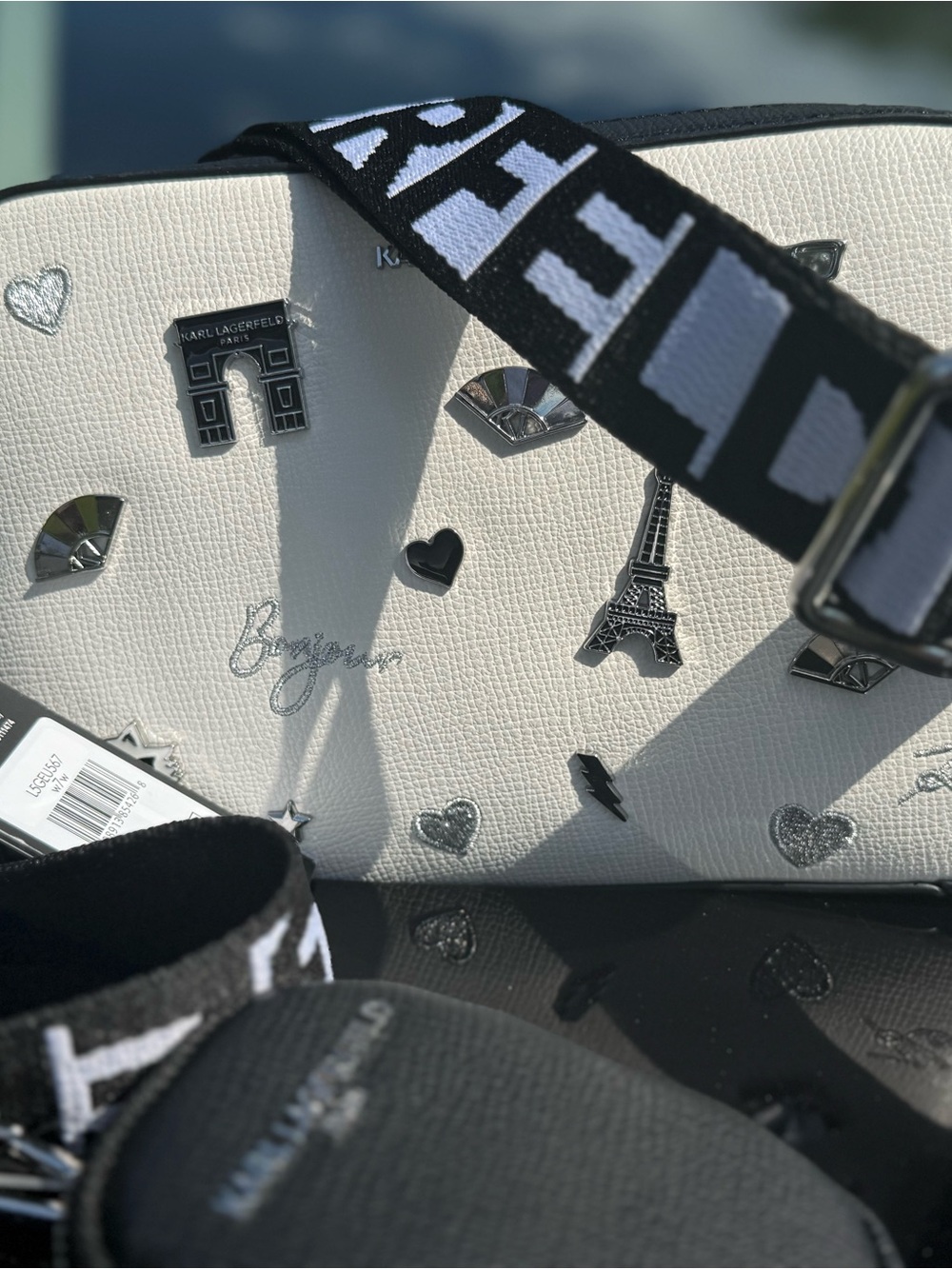 Karl Lagerfeld White & Black Travel Crossbody Bag with Logo Strap🖤🤍 - Picture 4 of 5